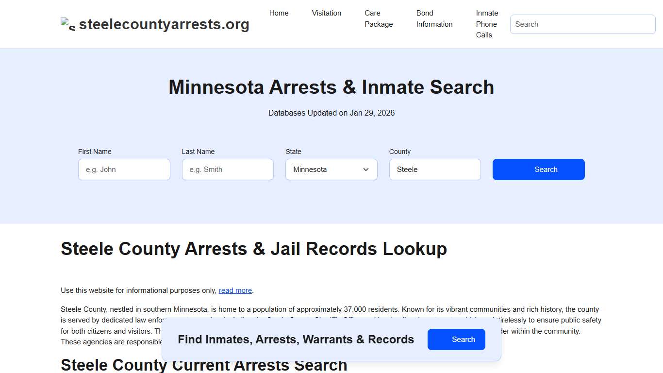 Steele County, MN Arrests, Warrants, Police Records Search