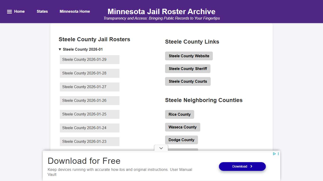 Steele County - Minnesota Jail Rosters